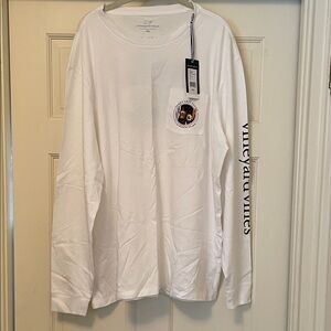 Vineyard Vines White Tee with Skiing Dogs Graphic